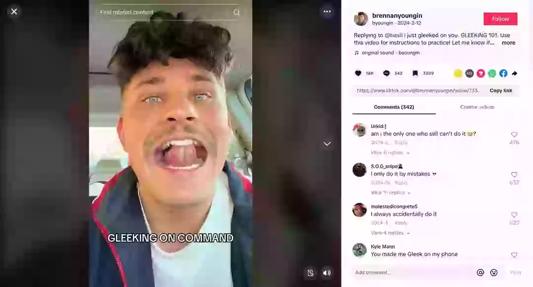 Gleek 'Disgusting' bodily function called 'gleeking' is trending on TikTok