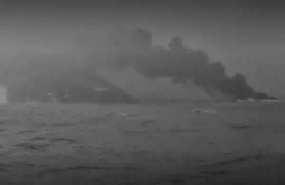 Oil tanker bursts into flames after being struck by container ship off ...