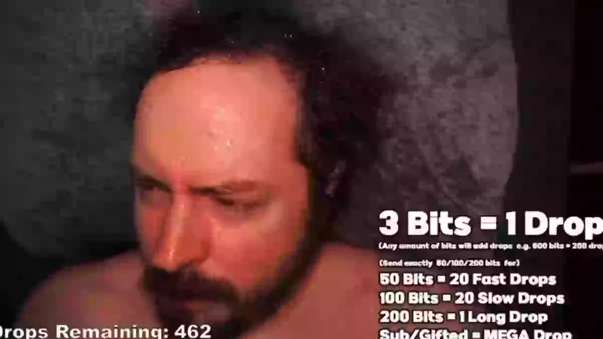 A live streamer setting up an interactive version where viewers can trigger water drips as a form of content.