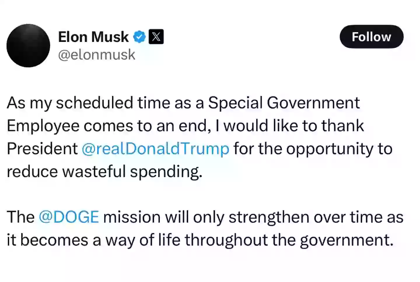 Musk shared a final message with Trump (X/@elonmusk)