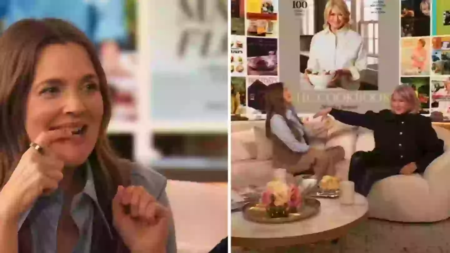 Martha Stewart has blunt four-word statement as she pushes Drew Barrymore off her during touchy-feely interview