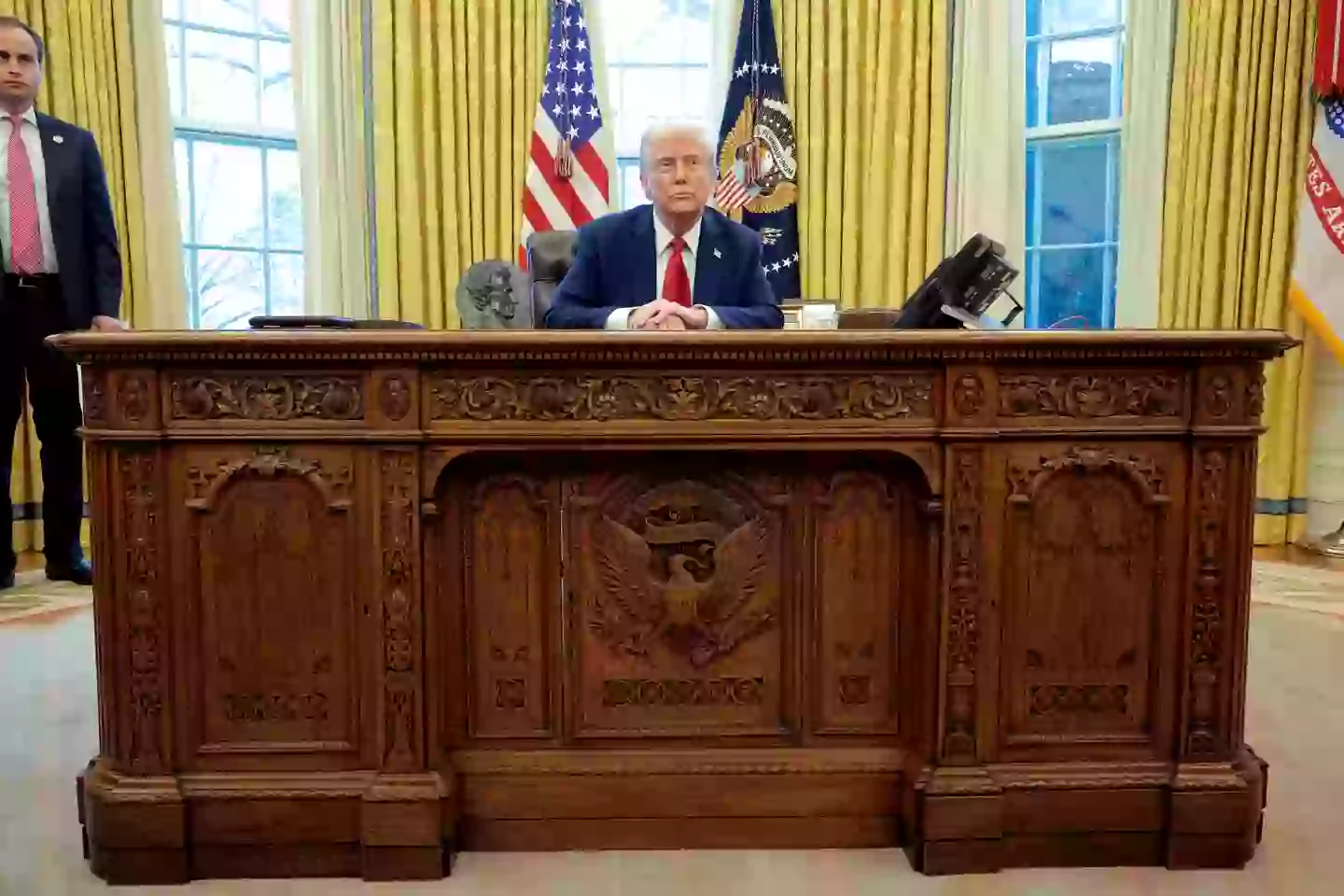 Donald Trump has removed the iconic Resolute Desk from the Oval Office (Andrew Harnik/Getty Images)