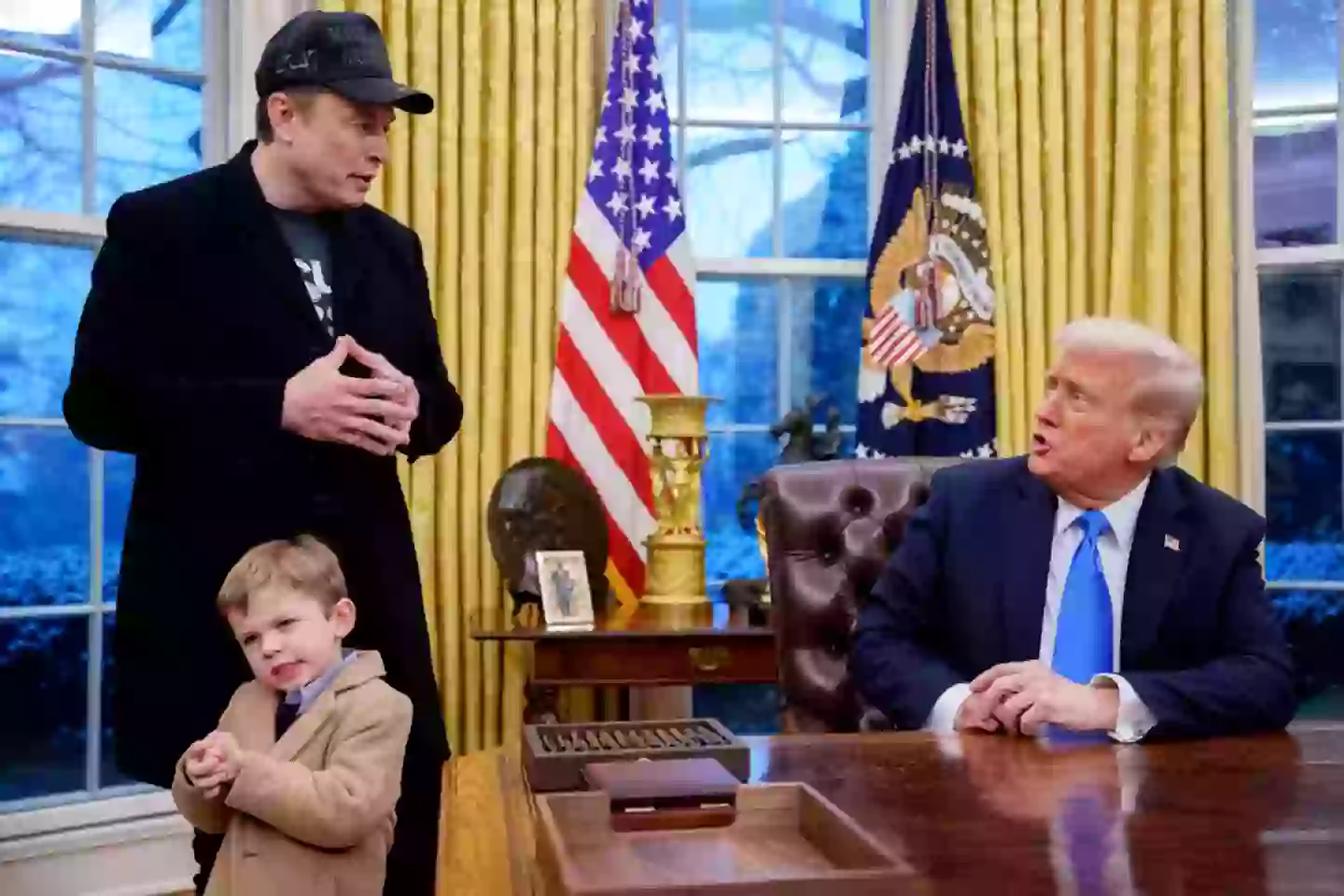 Elon Musk brought his four-year-old son, X Æ A-12, to a press conference at the White House on Tuesday (Andrew Harnik / Staff / Getty Images)
