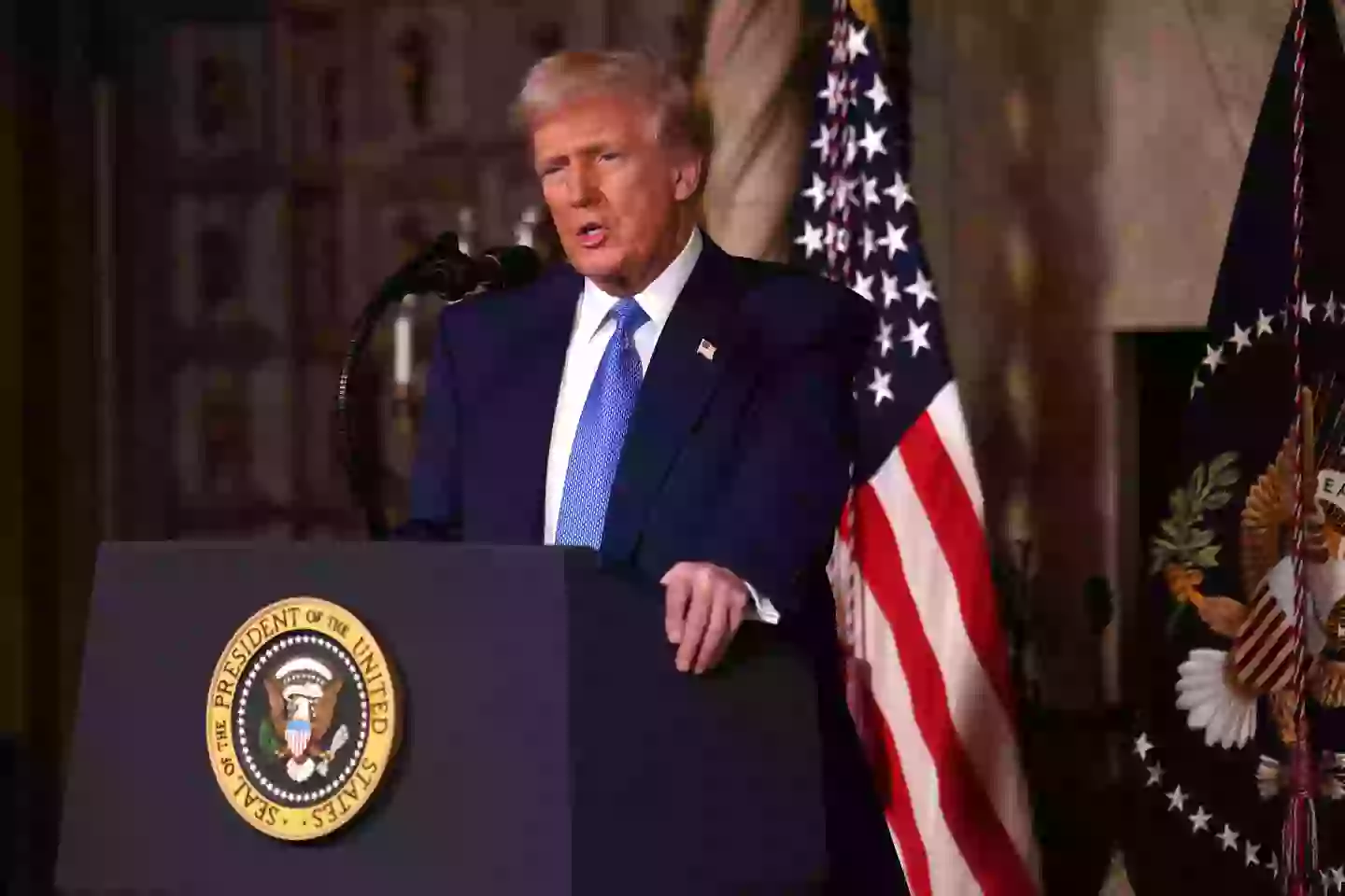 Trump declared his new policy yesterday (Joe Raedle/Getty Images)