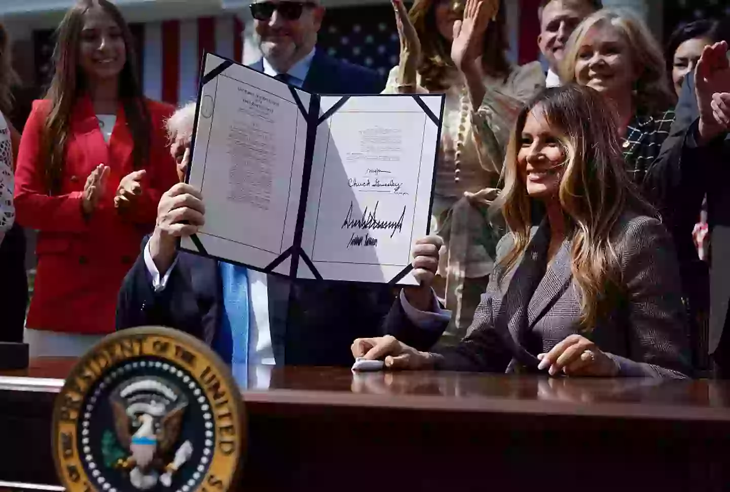 The Take It Down Act imposes penalties for online sexual exploitation (Chip Somodevilla / Staff / Getty Images)