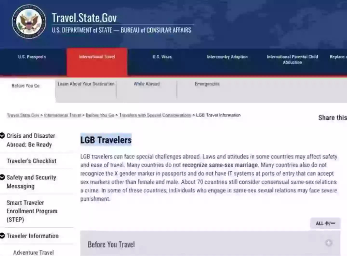 Now, the US Department of State has removed T and Q from LGBTQ+ information on its website (Reddit)