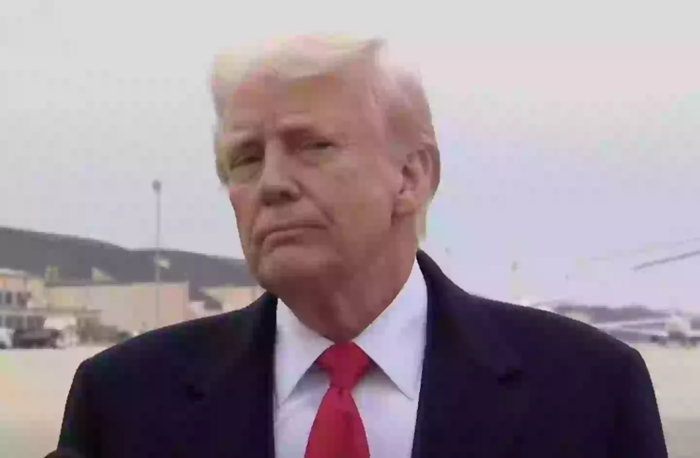 Donald Trump was hit in the face with a boom mic during a press meeting over the weekend (14 March) (Fox)