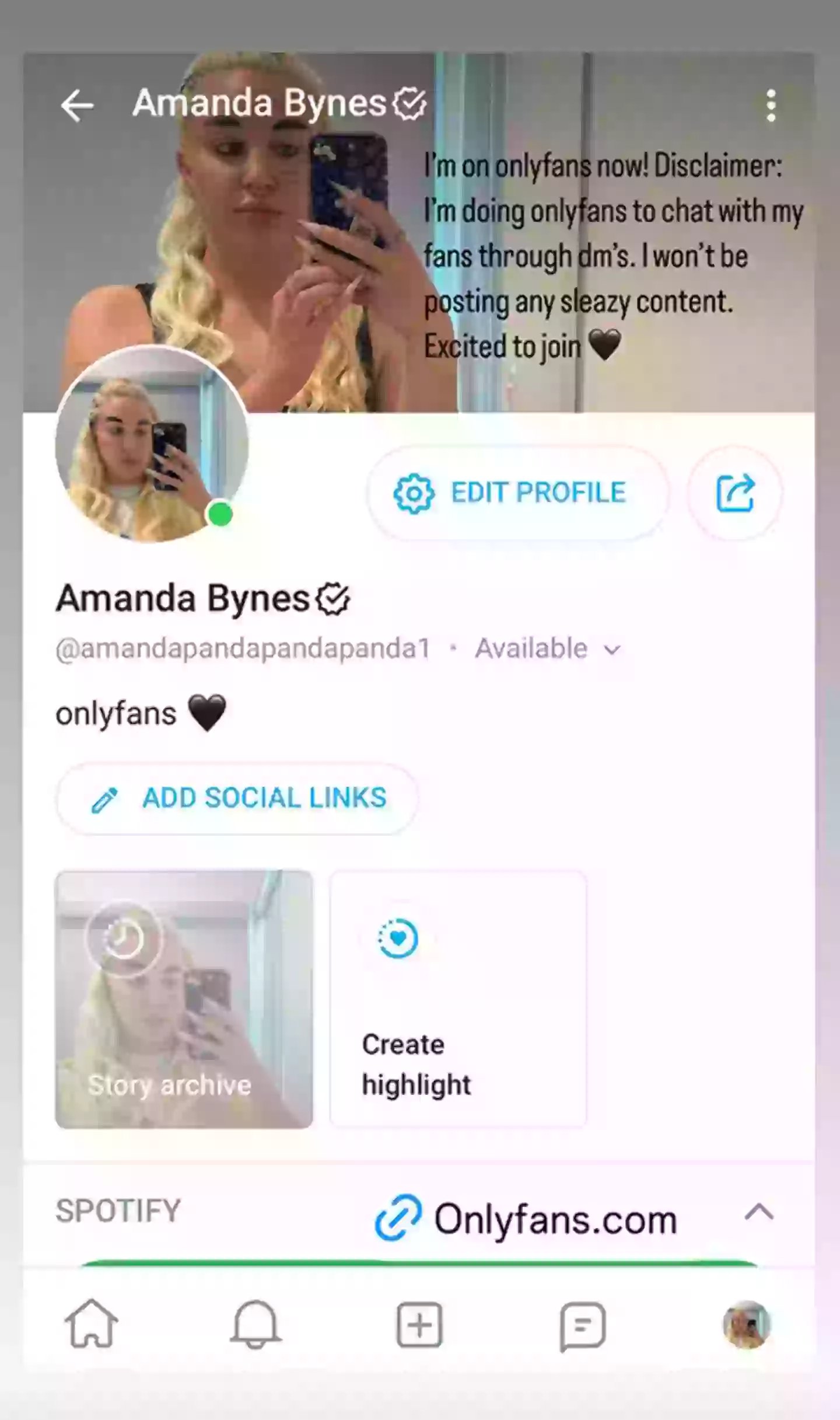 Bynes has decided to join OnlyFans (Instagram/@amandapandapandapanda1)