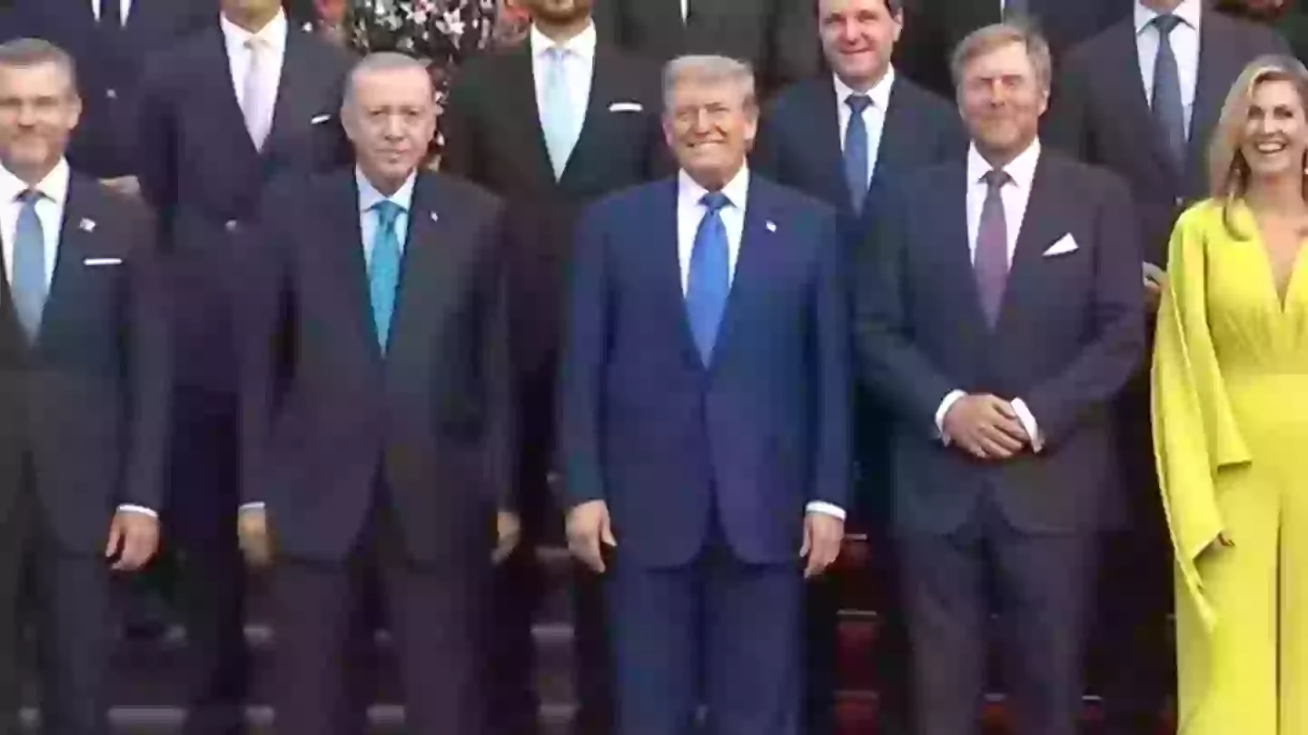 The conspiracy stems from Trump's appearance at a NATO summit in The Hague (C-Span)