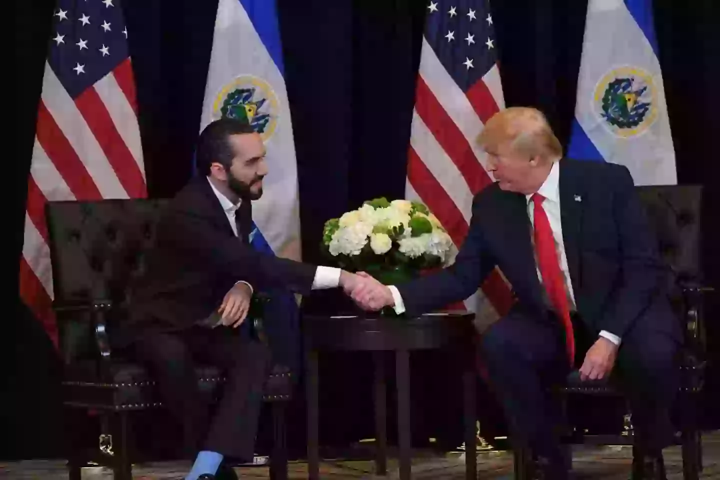 US President Donald Trump and President Nayib Bukele of El Salvador pictured back in 2019 (SAUL LOEB/AFP via Getty Images)