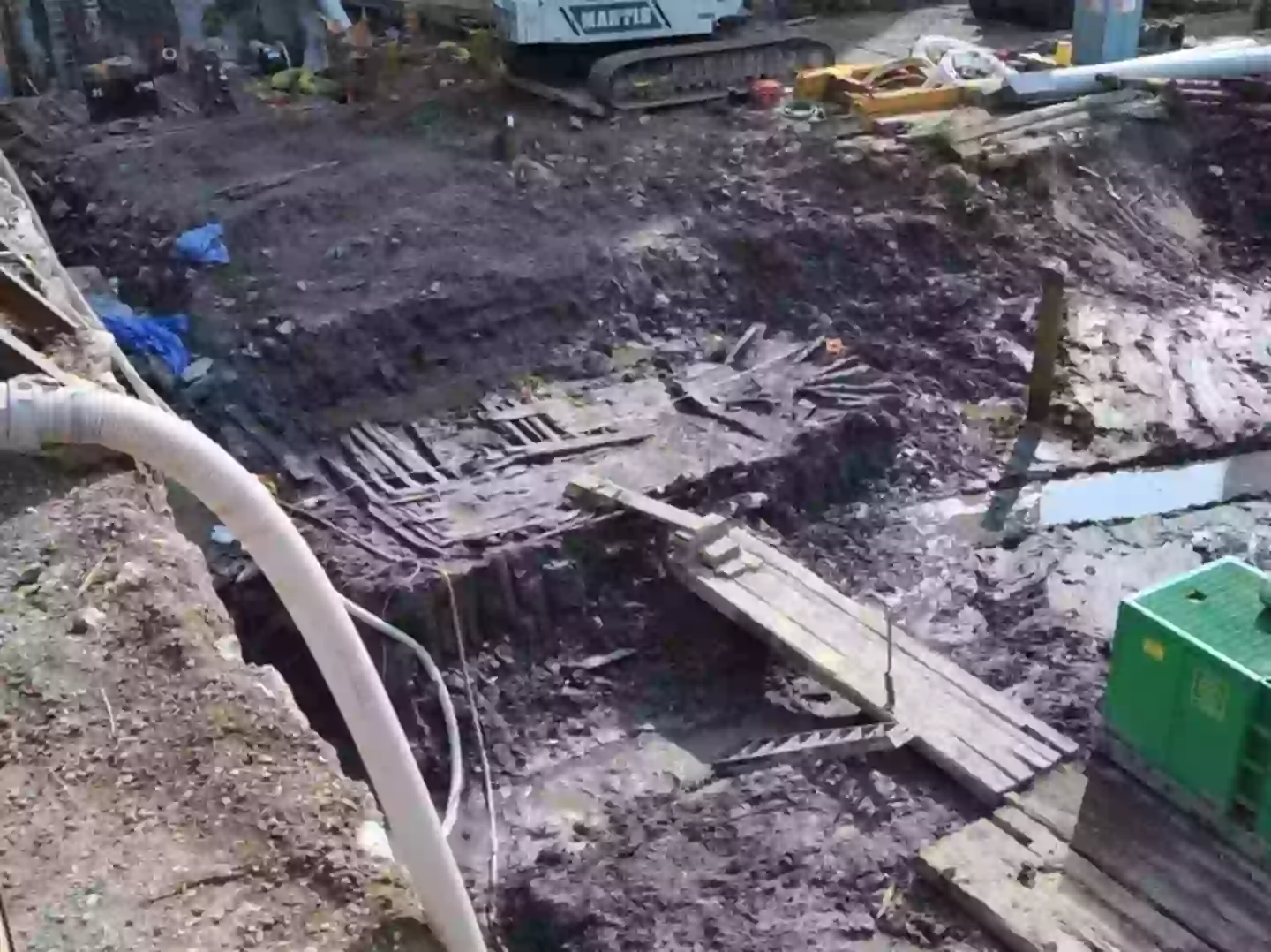 The ship's wood was analyzed to understand how long it had been there (Lower Manhattan Development Corporation)