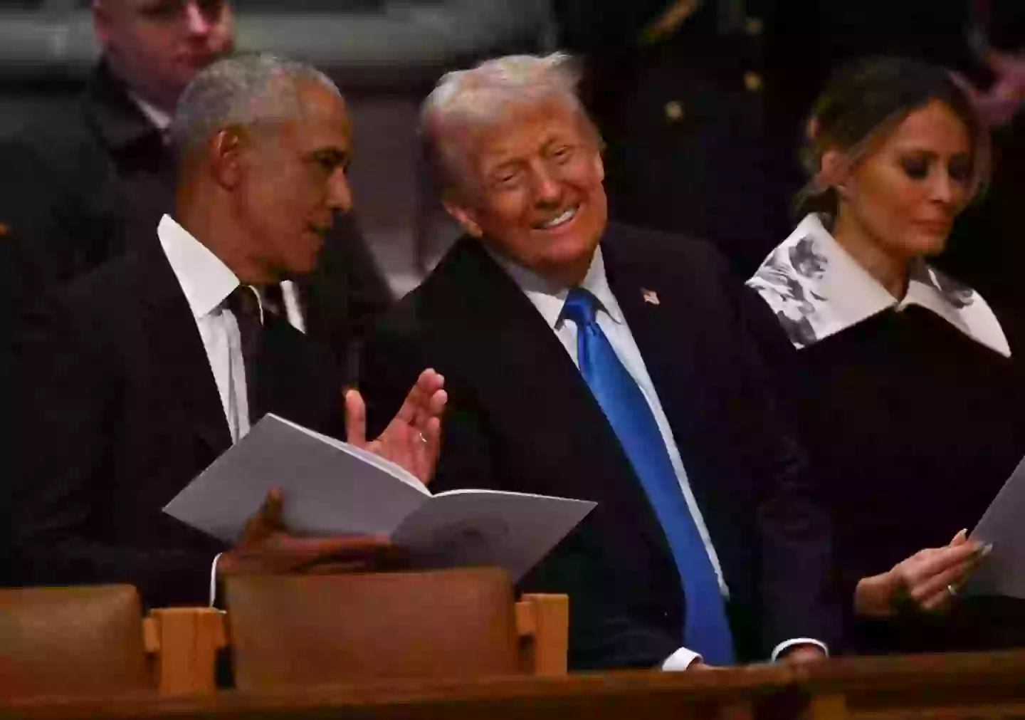 Obama and Trump pictured together at Former President Jimmy Carter's funeral in January (Ricky Carioti - Pool/Getty Images)