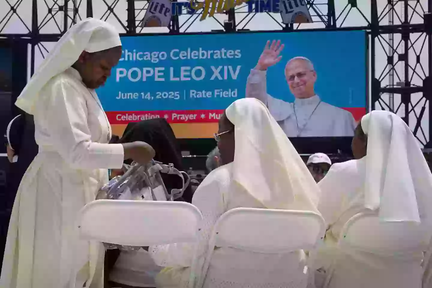 The pope delivered a message to his home stadium from the Vatican (Scott Olson/Getty Images)