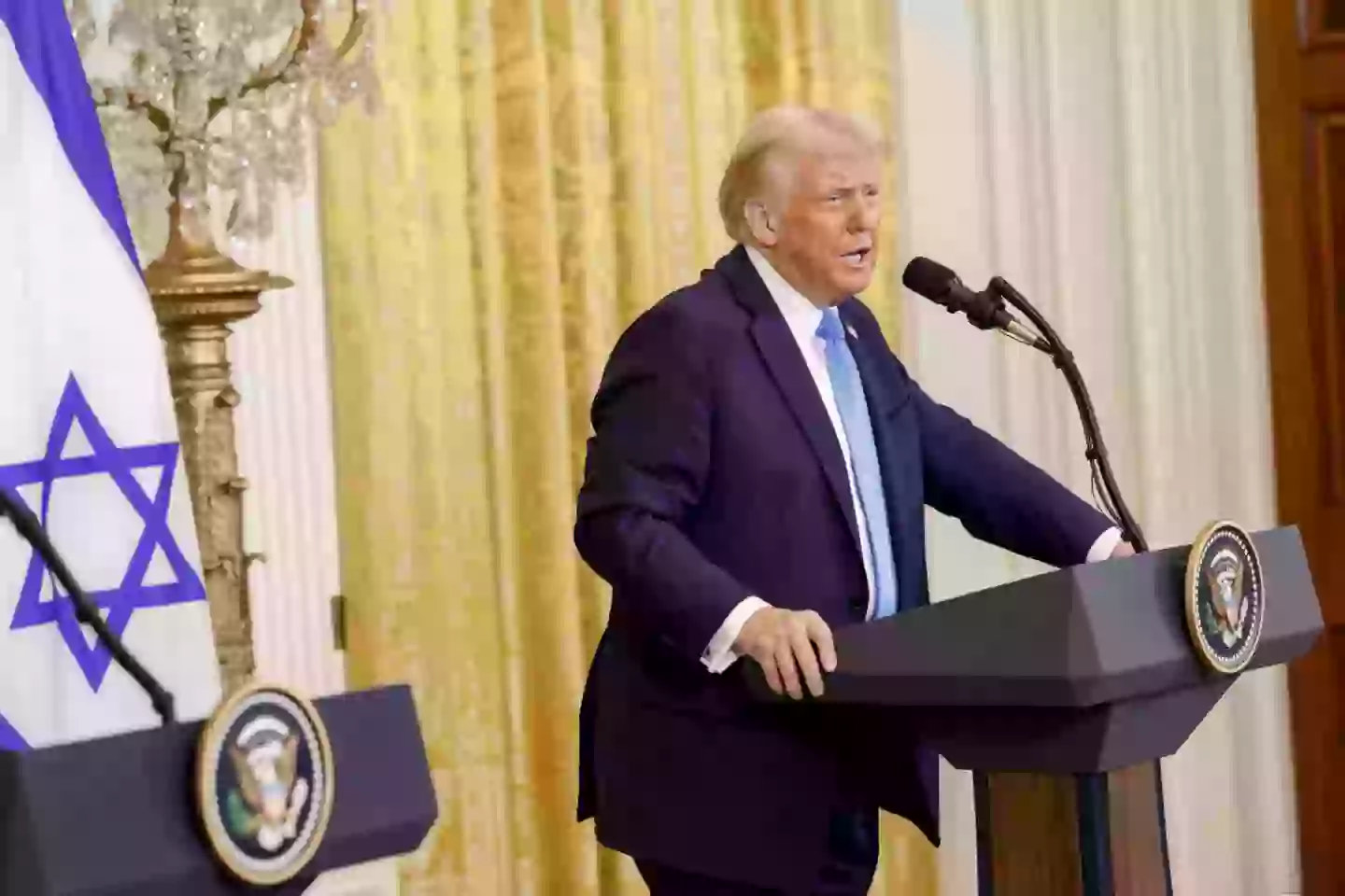 President Donald Trump showed intent to resettle Palestinians from the strip (Shawn Thew/EPA/Bloomberg via Getty Images)