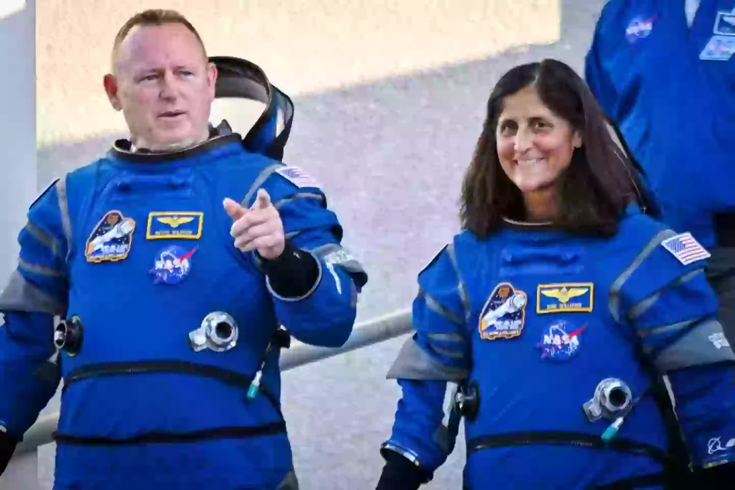 Wilmore and Williams before their journey to the ISS in June (MIGUEL J. RODRIGUEZ CARRILLO/AFP via Getty Images)