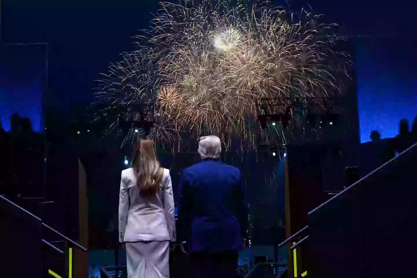 Melania and Trump watching the fireworks at the event (Doug Mills - Pool/Getty Images)