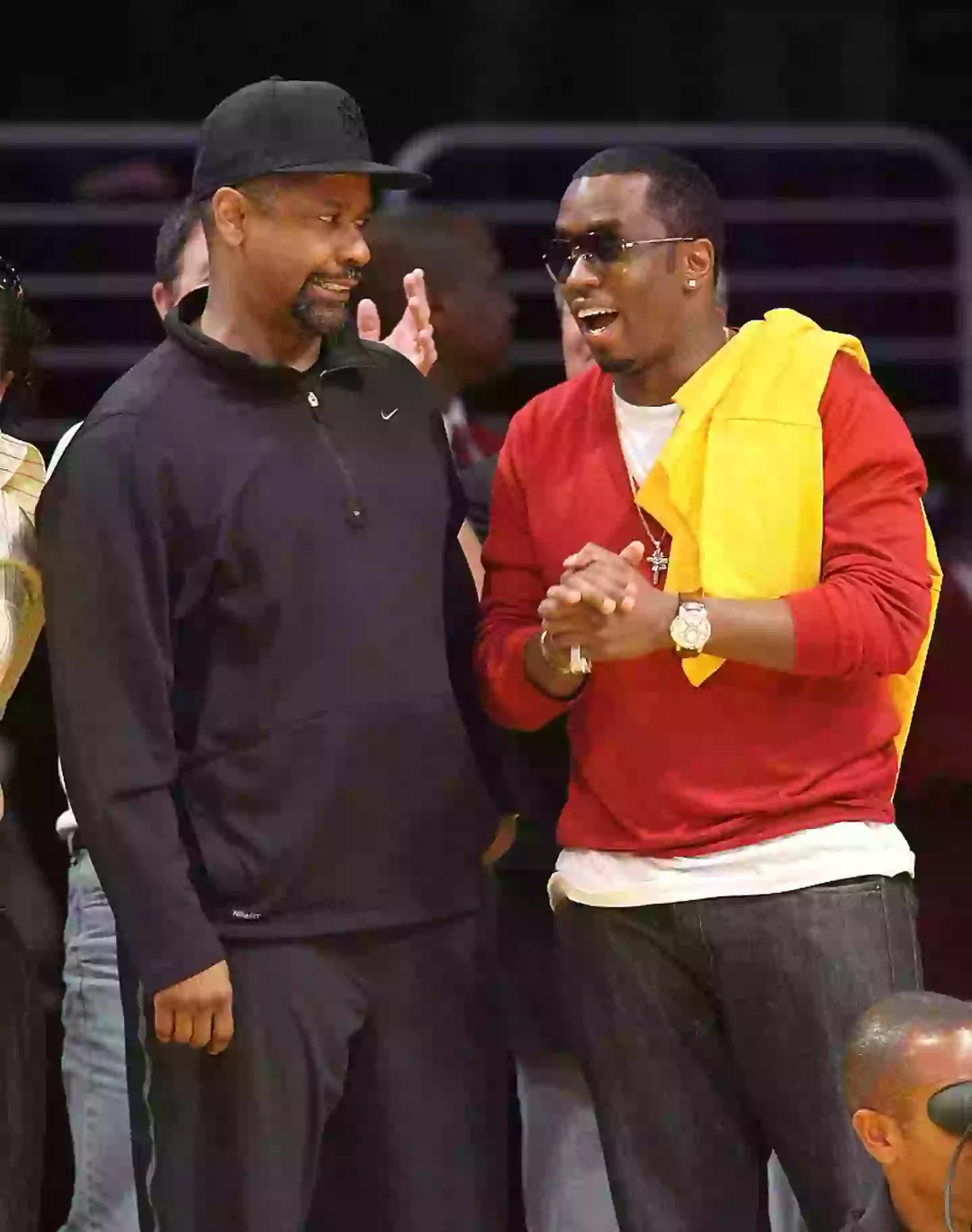 Denzel Washington, pictured with Sean 'Diddy' Combs at an LA Lakers game in 2008, reportedly gave the disgraced rapper a piece of his mind (Noel Vasquez/Getty Images)