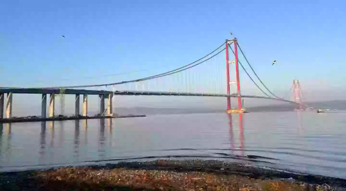 The bridge opened in 2022 and has broken records. (Burak Akay/Anadolu Agency via Getty Images)