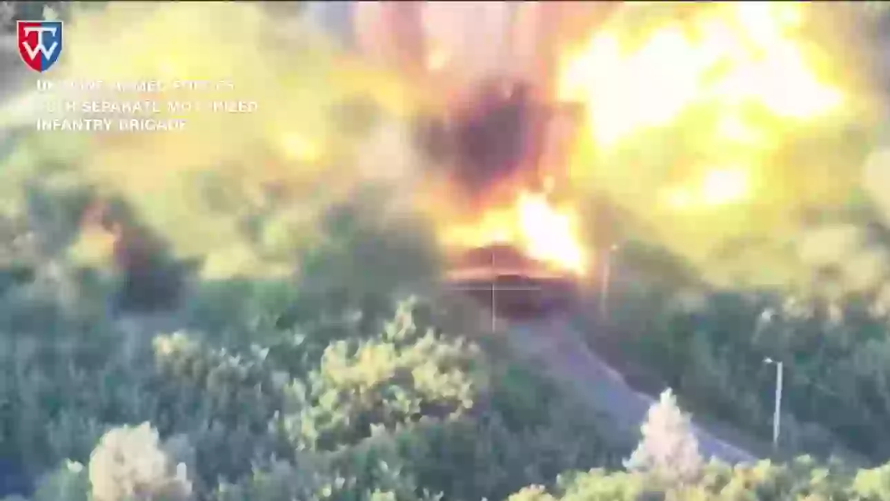 Unbelievable footage shows moment Ukraine blows up two key Russian bridges using their own mines amid WW3 fears