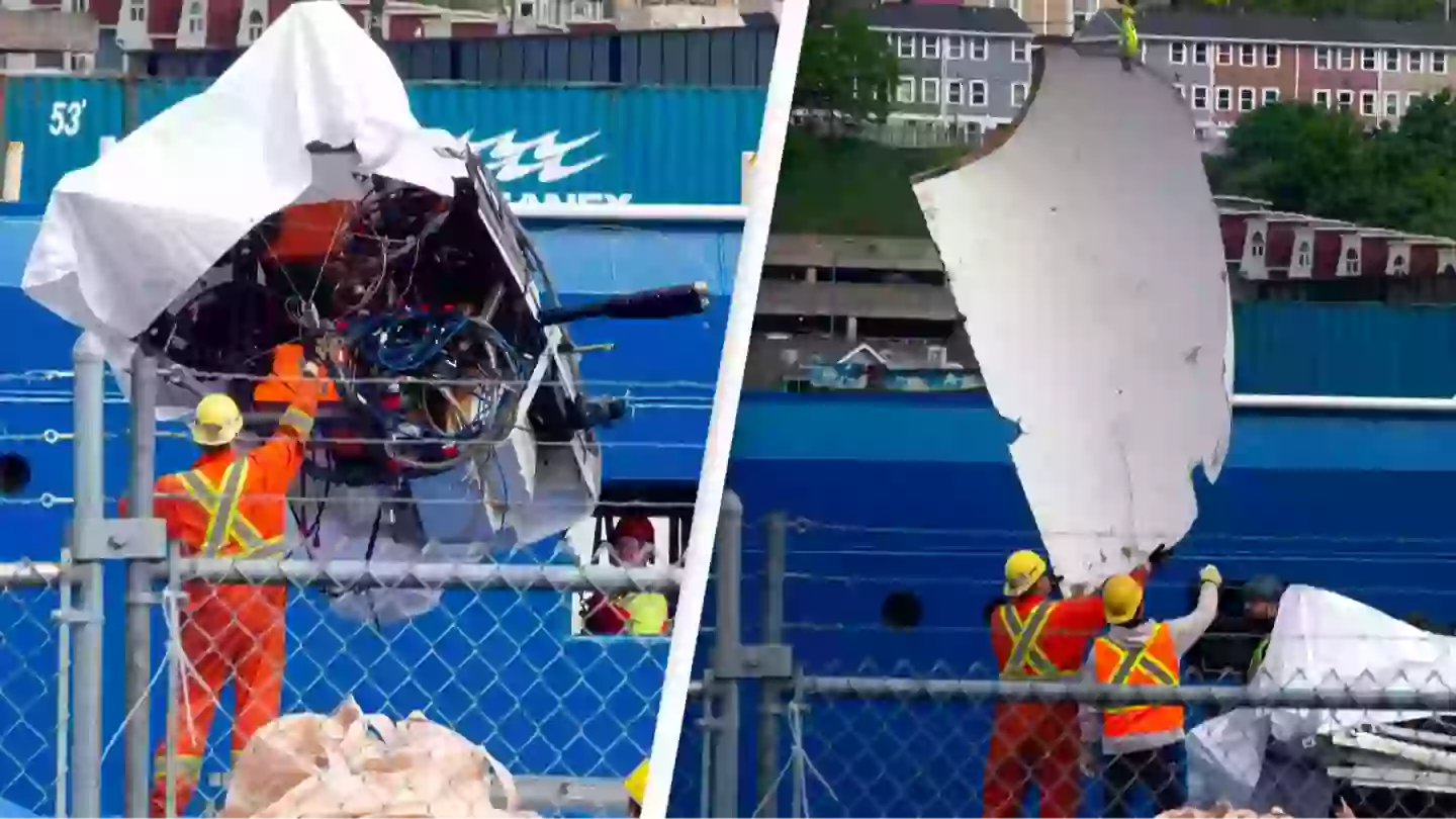 Remains of imploded Titanic sub seen for first time as they're brought ashore