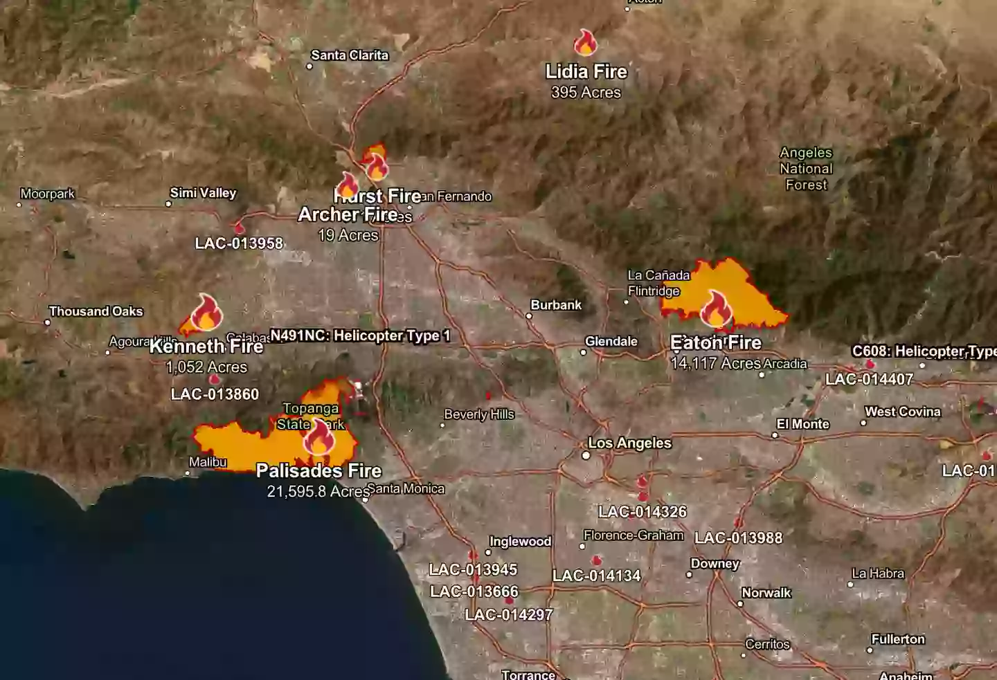 Wildfires continue to burn through Los Angeles (California Department of Forestry and Fire Protection)