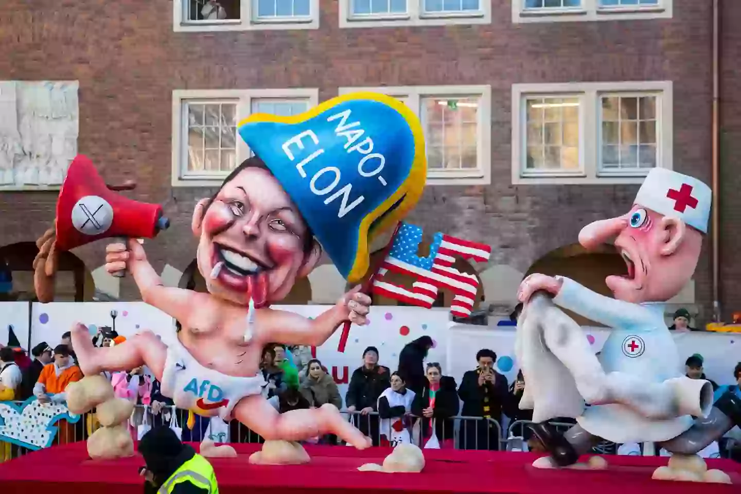 It is pretty clear what the artists responsible for the float was getting at (Hesham Elsherif/Getty Images)