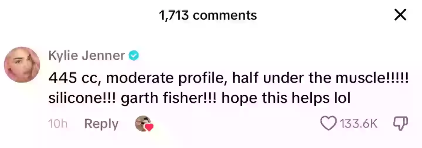 Kylie didn't hold back in providing the details of her breast augmentation (TikTok/@rachleary)