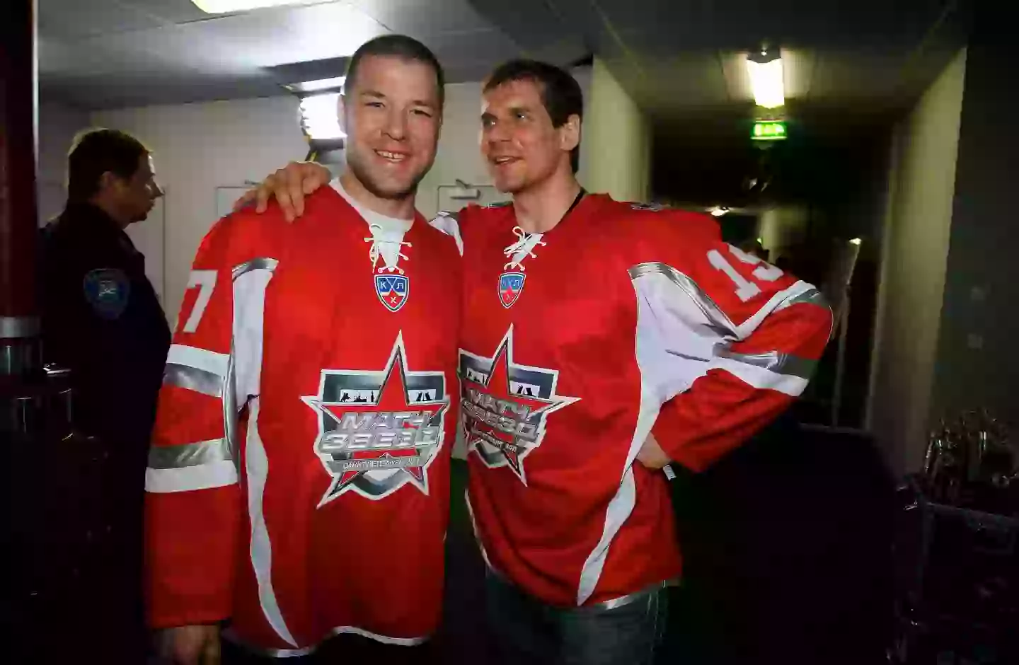 Chris Simon (left) and Alexei Yashin at the KHL All Star Game in 2011, Russia (Valery Levitin/KHL Photo Agency via Getty Images)
