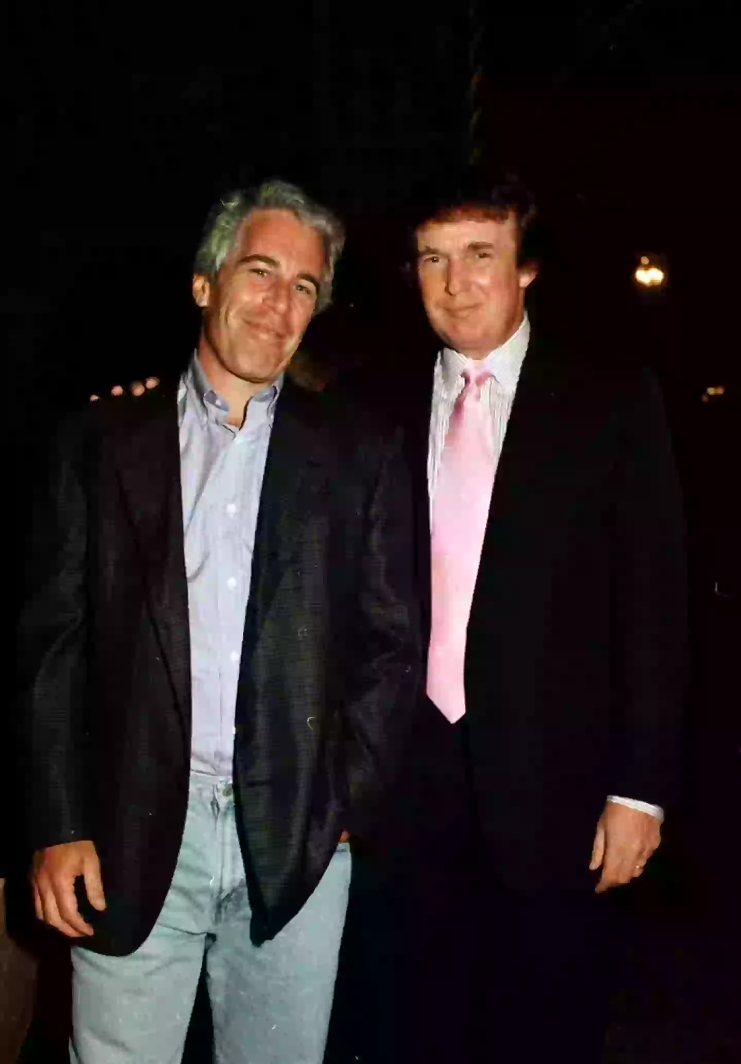 Convicted child sex offender Jeffrey Epstein and Donald Trump pose together at the Mar-a-Lago estate, Palm Beach, Florida, 1997 (Davidoff Studios/Getty Images)