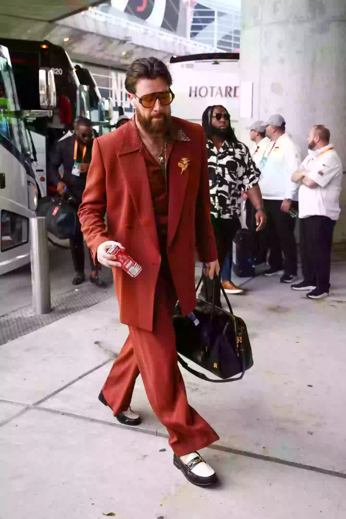 Travis Kelce donned an Amiri suit before the Super Bowl (Chris Graythen/Getty Images)