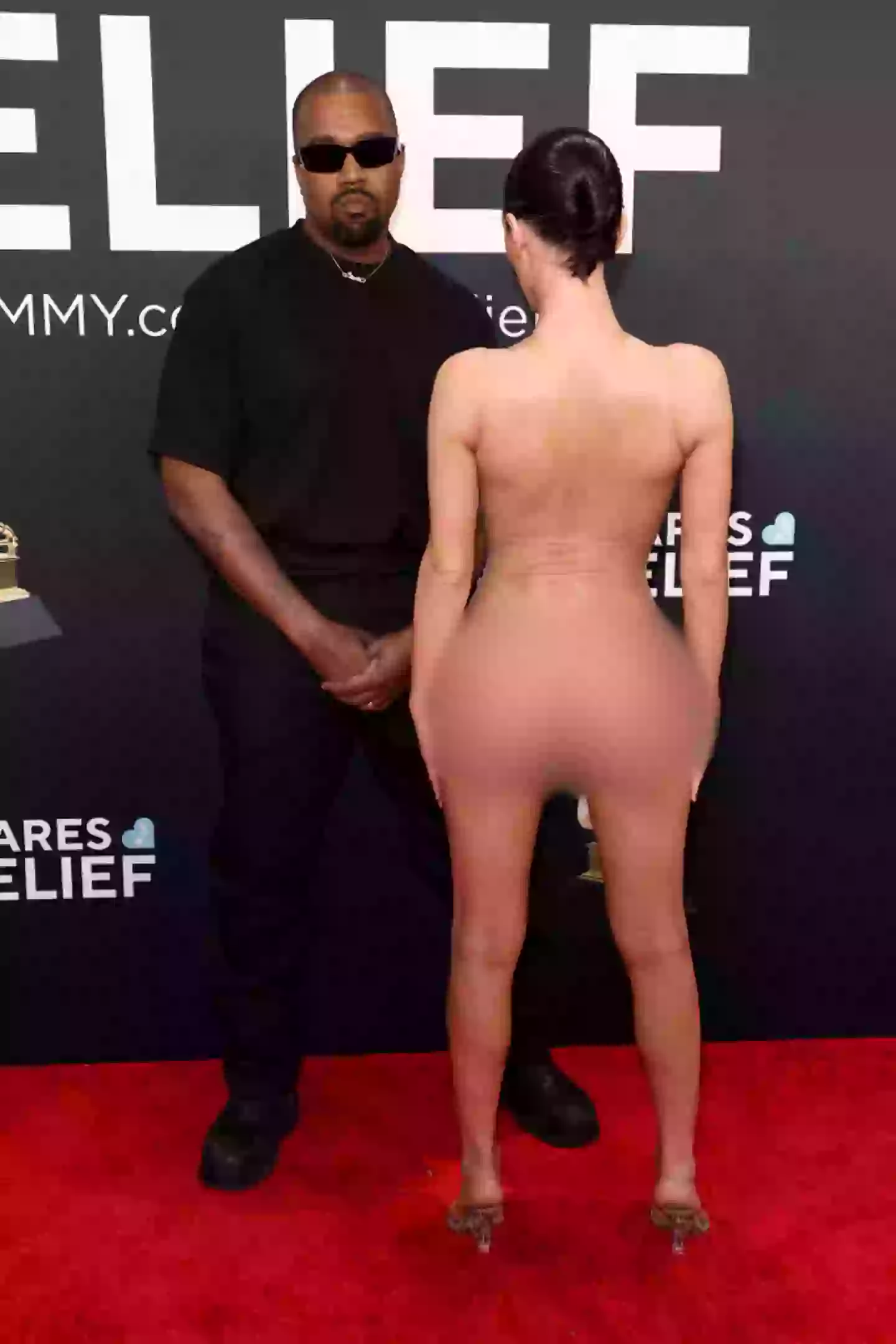 Kanye West with wife Bianca Censori on the red carpet of the Grammys (Matt Winkelmeyer/Getty Images for The Recording Academy)