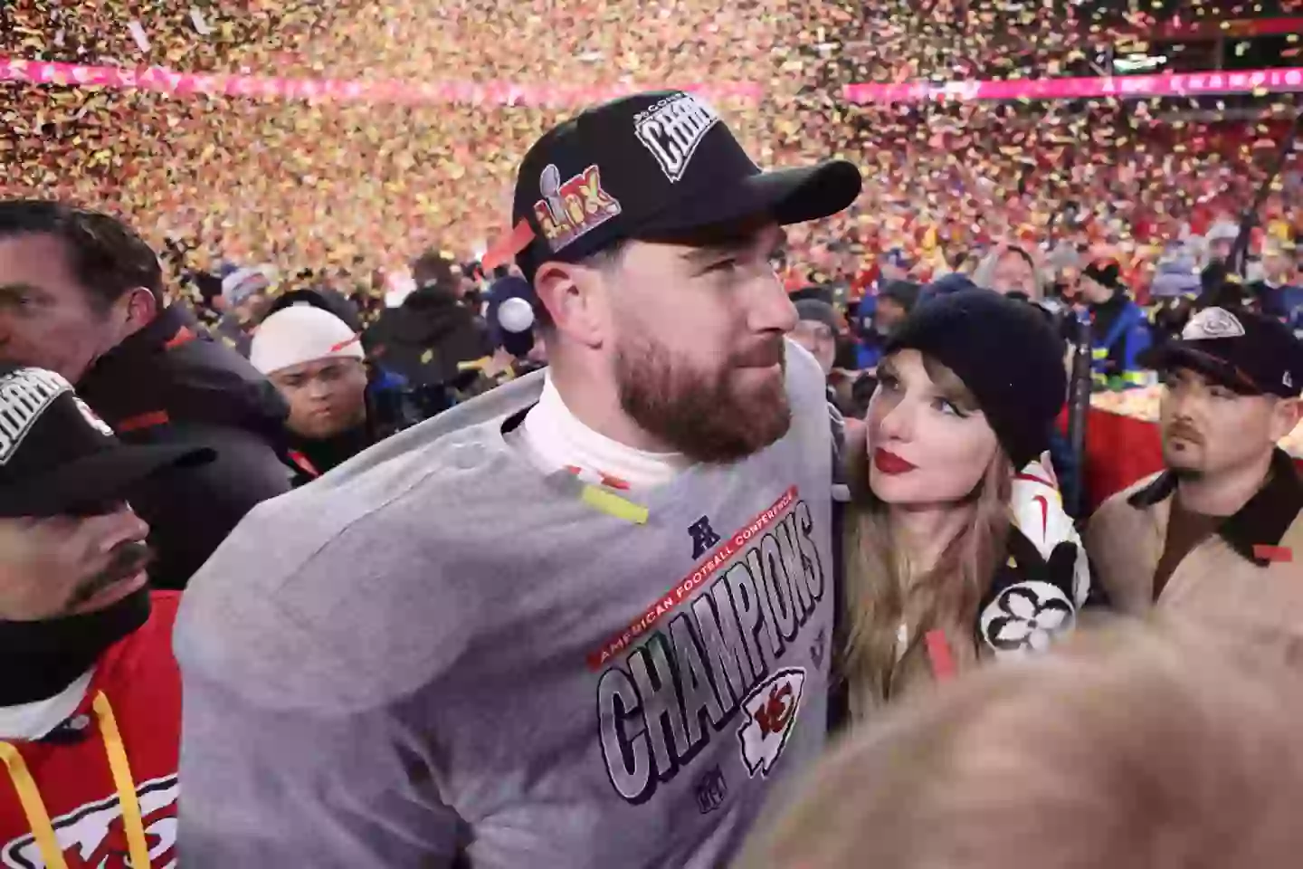 Taylor Swift will be cheering on Travis Kelce at Sunday's Super Bowl (Jamie Squire/Getty Images)