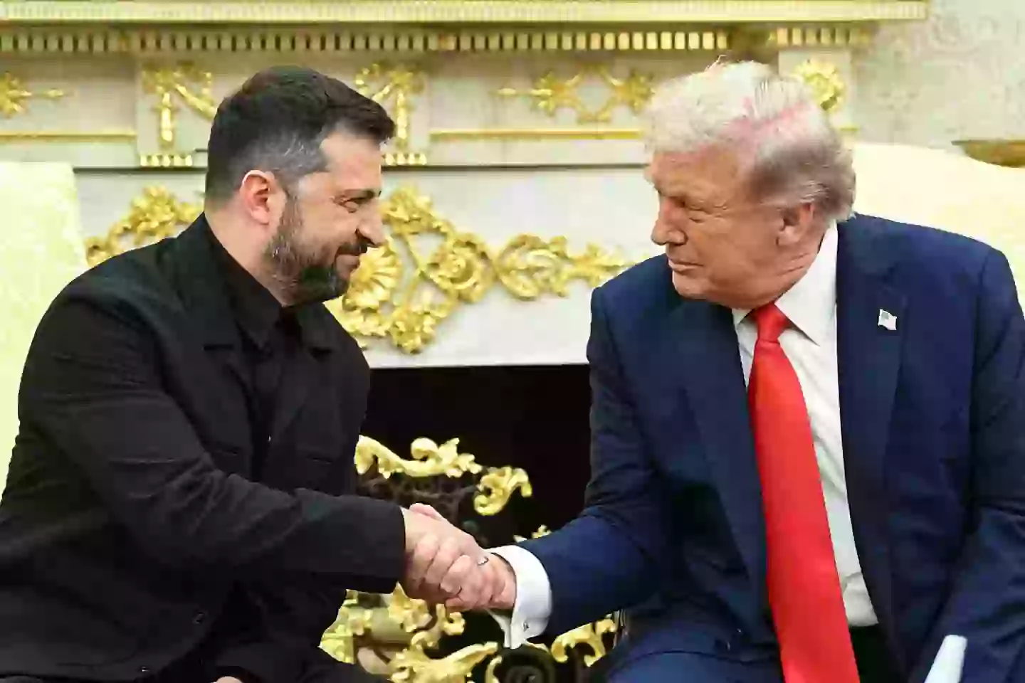 Trump's handshake with Zelenskyy was much less forceful this time around (MANDEL NGAN/AFP via Getty Images)