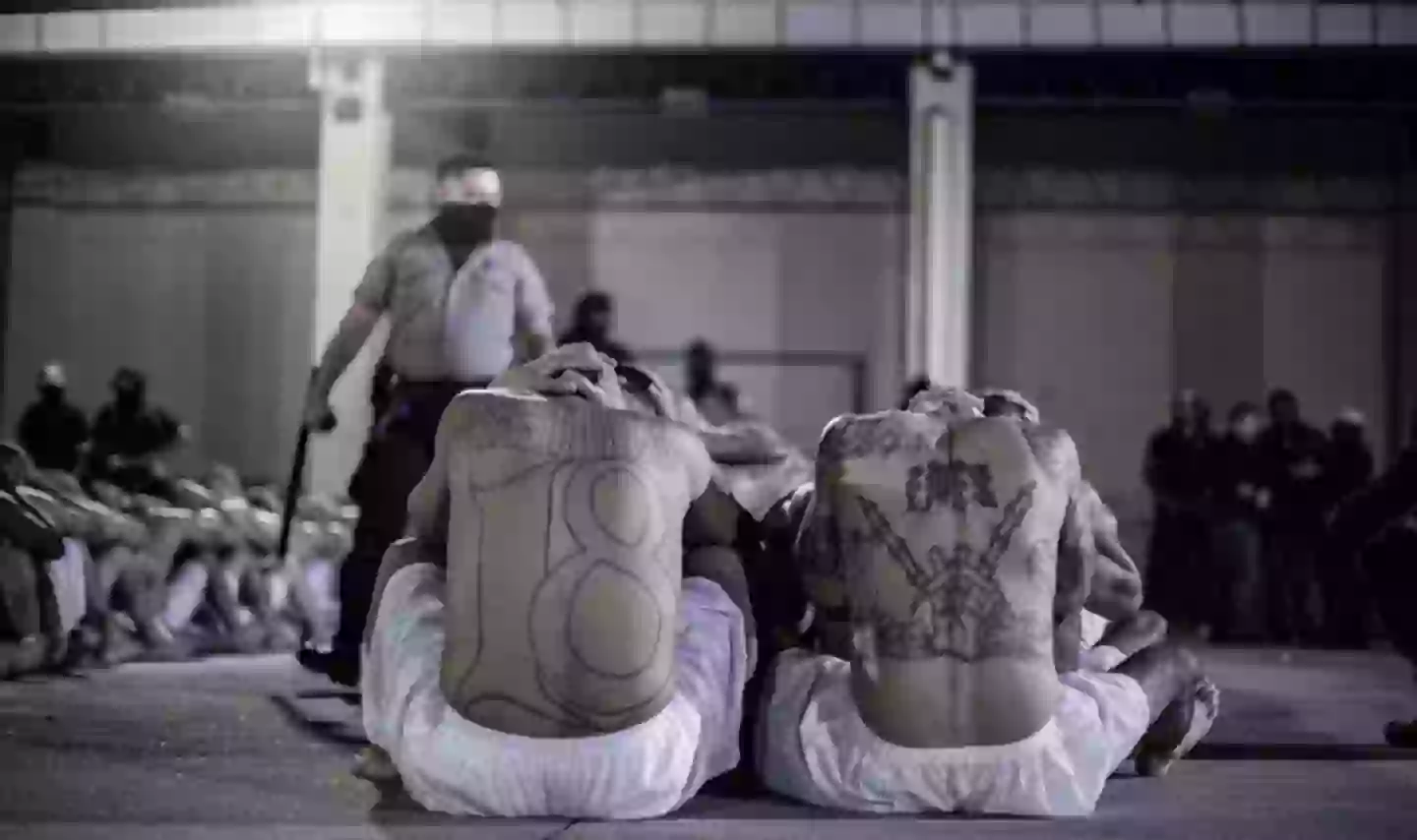 The prison has been described by officials as a 'concrete and steel pit' (Handout/Presidencia El Salvador via Getty Images)