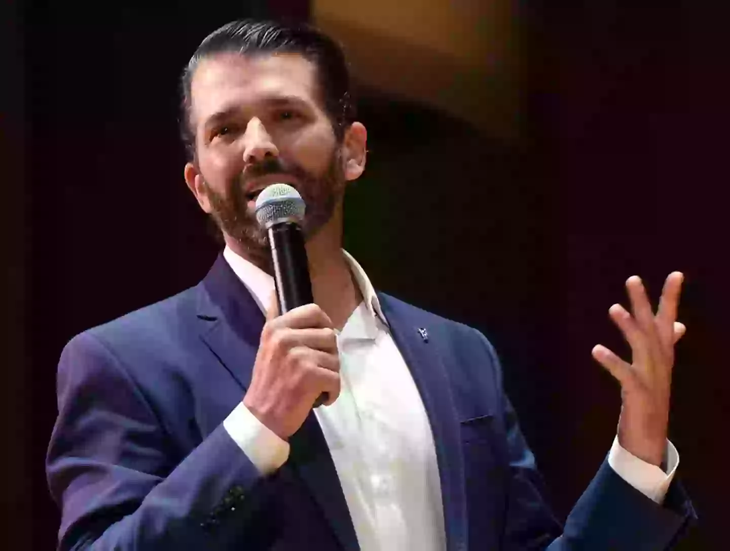Don Jr later said his insensitive comment about Jill Biden was 'sarcasm' (Paul Hennessy/SOPA Images/LightRocket via Getty Images)