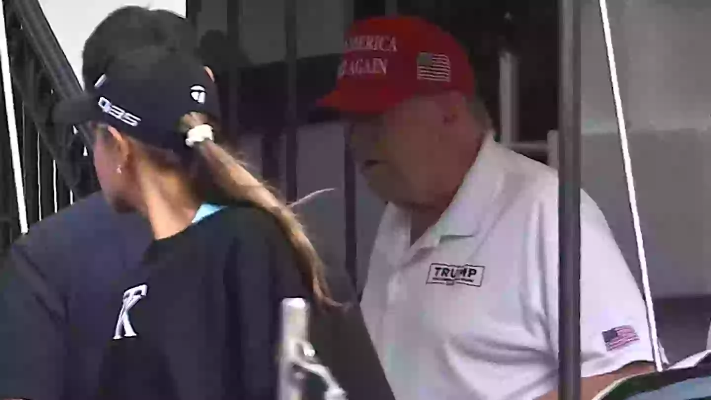 Trump has been pictured on Saturday (ANDREW CABALLERO-REYNOLDS/Getty)