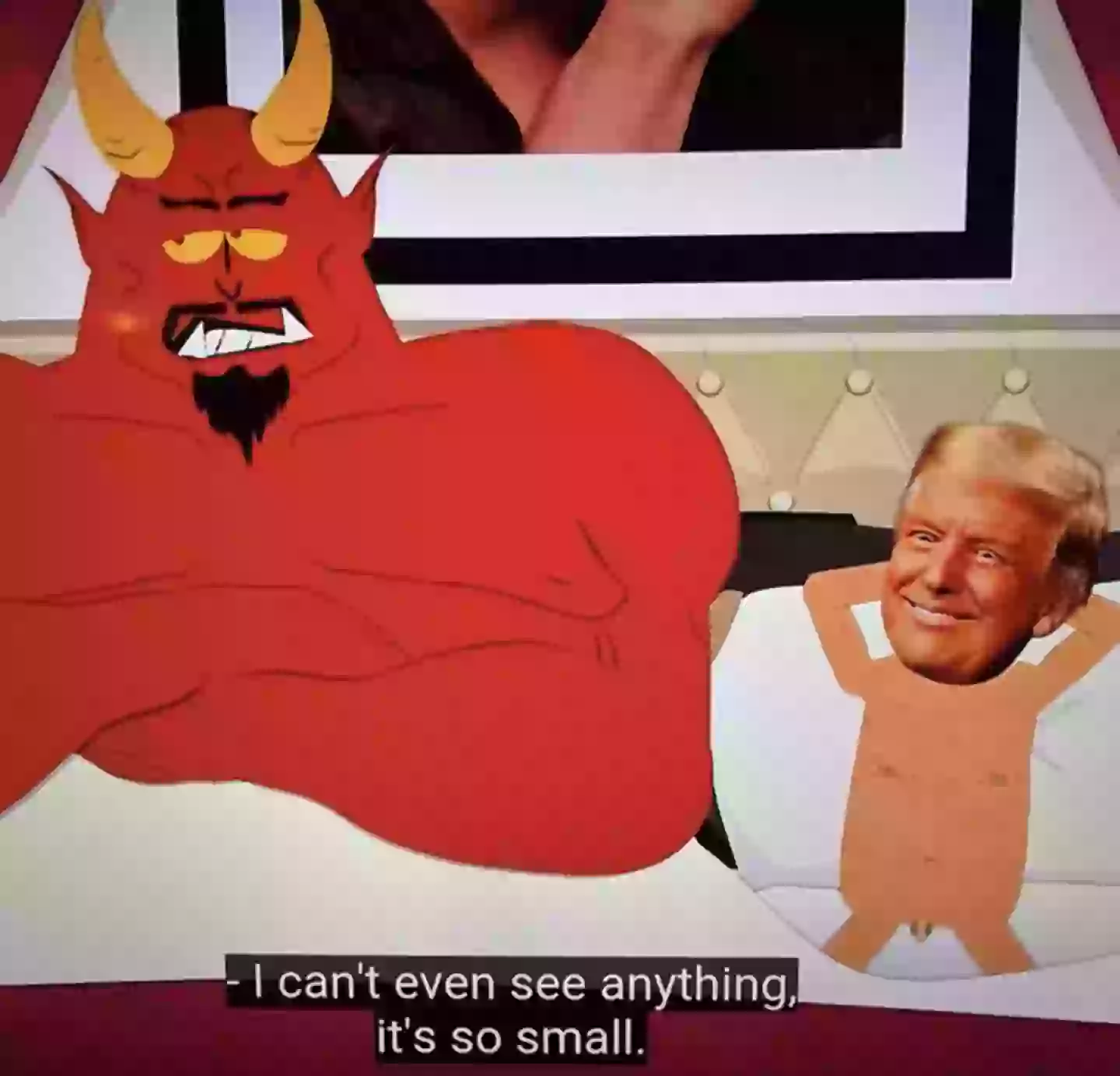Satan and his supposed lover beneath the sheets (Comedy Central)