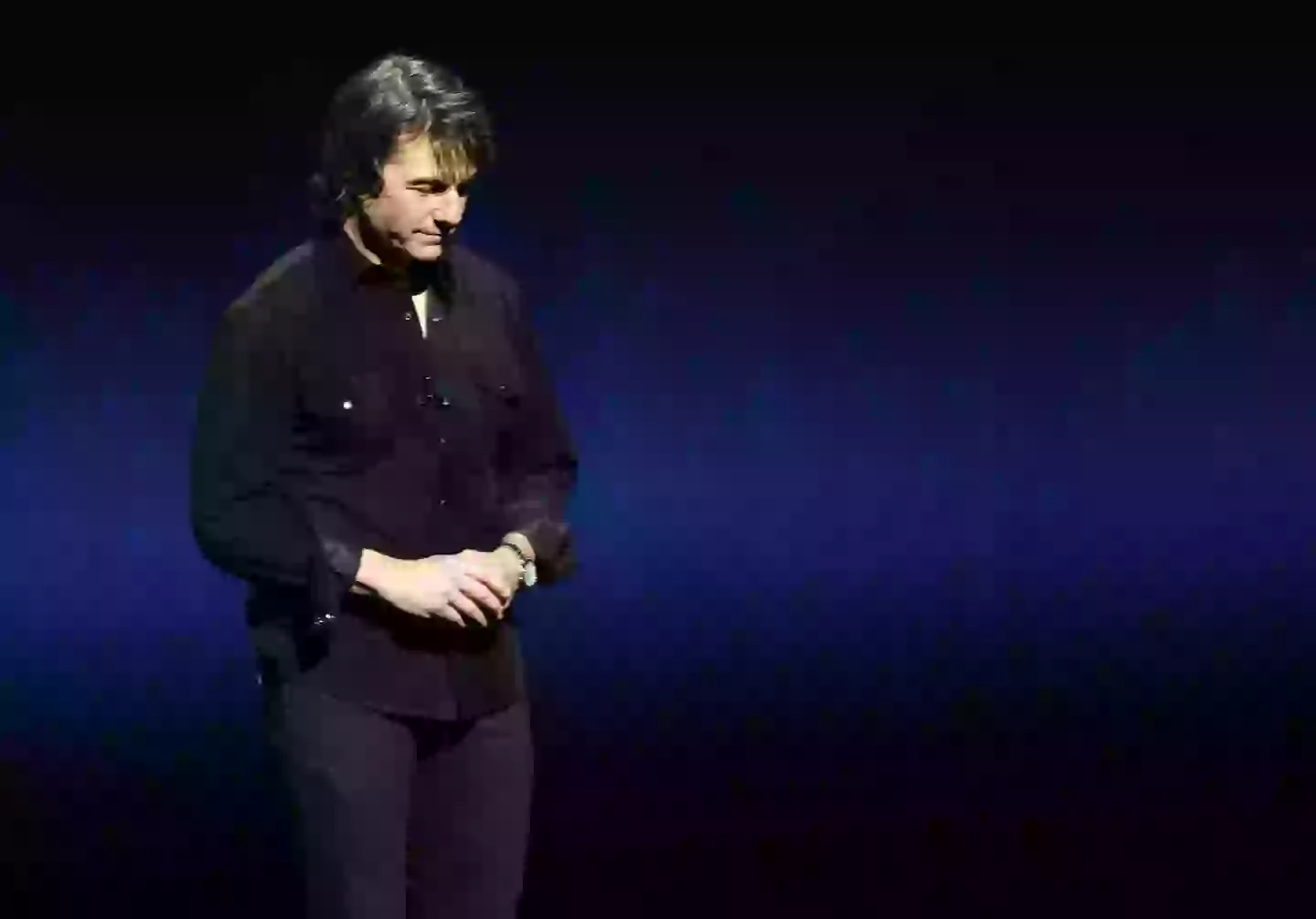Tom Cruise after asking the CinemaCon audience for a moment of silence for Val Kilmer (Gabe Ginsberg/WireImage)