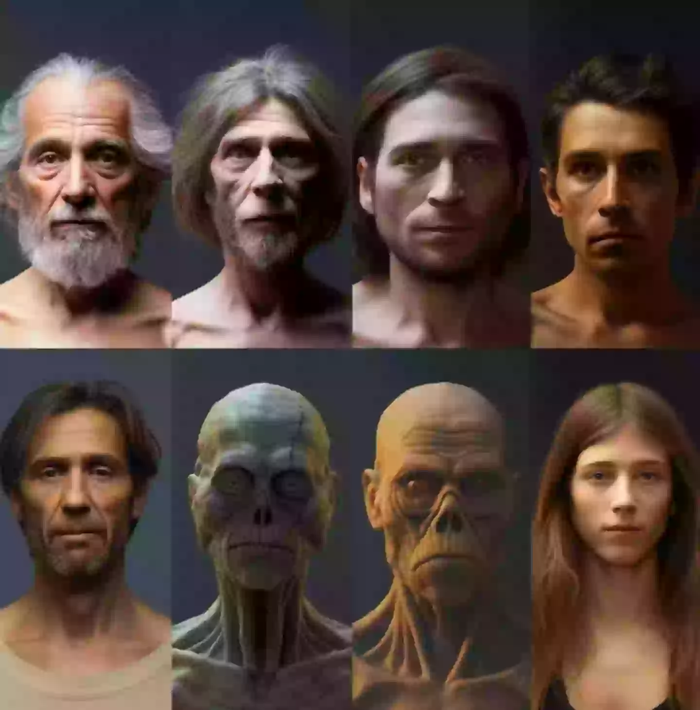 What on earth are those two creatures in the middle of the bottom row? (UNILAD/Midjourney)