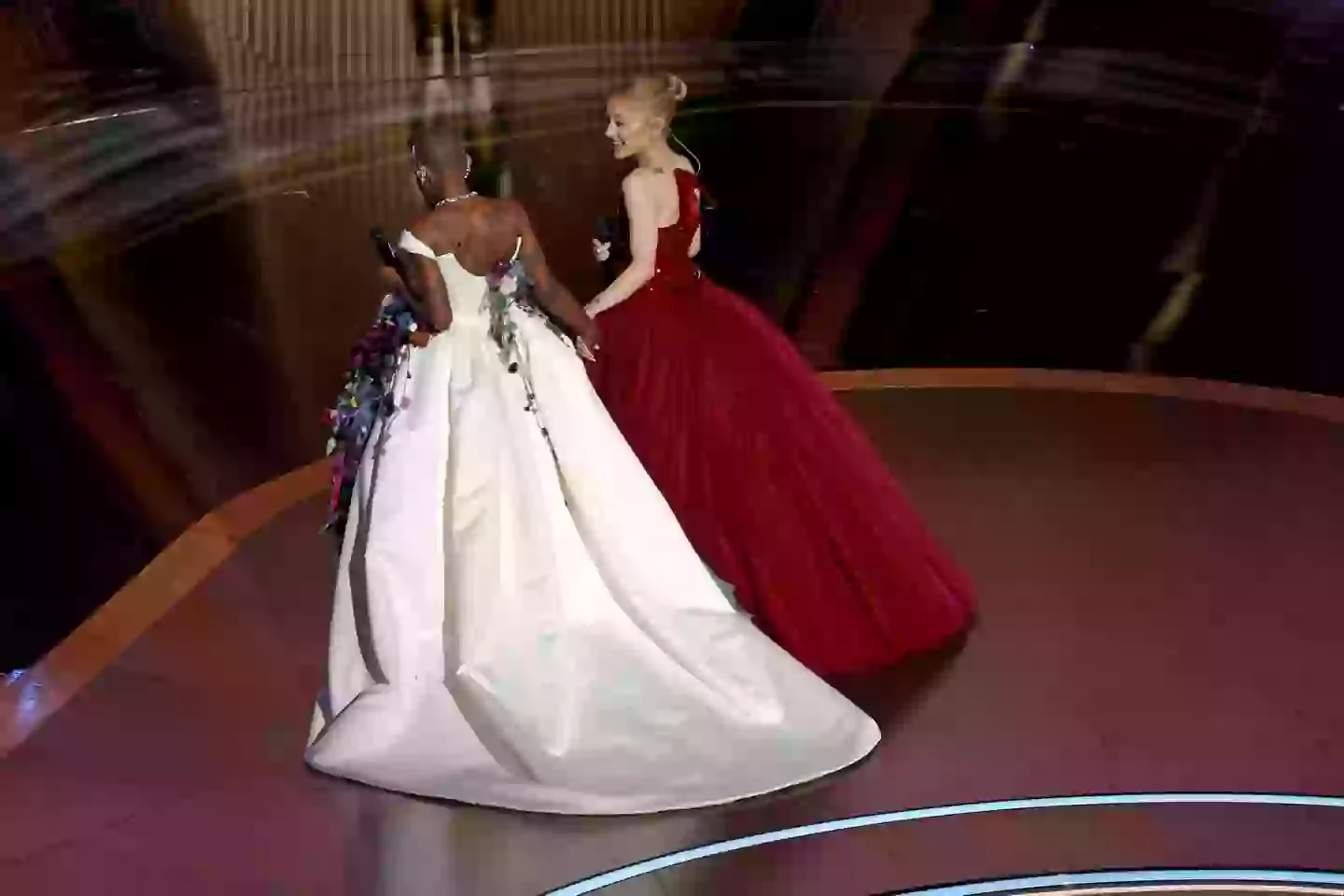 Ariana Grande joined by Cynthia Erivo on stage (Kevin Winter/Getty Images)