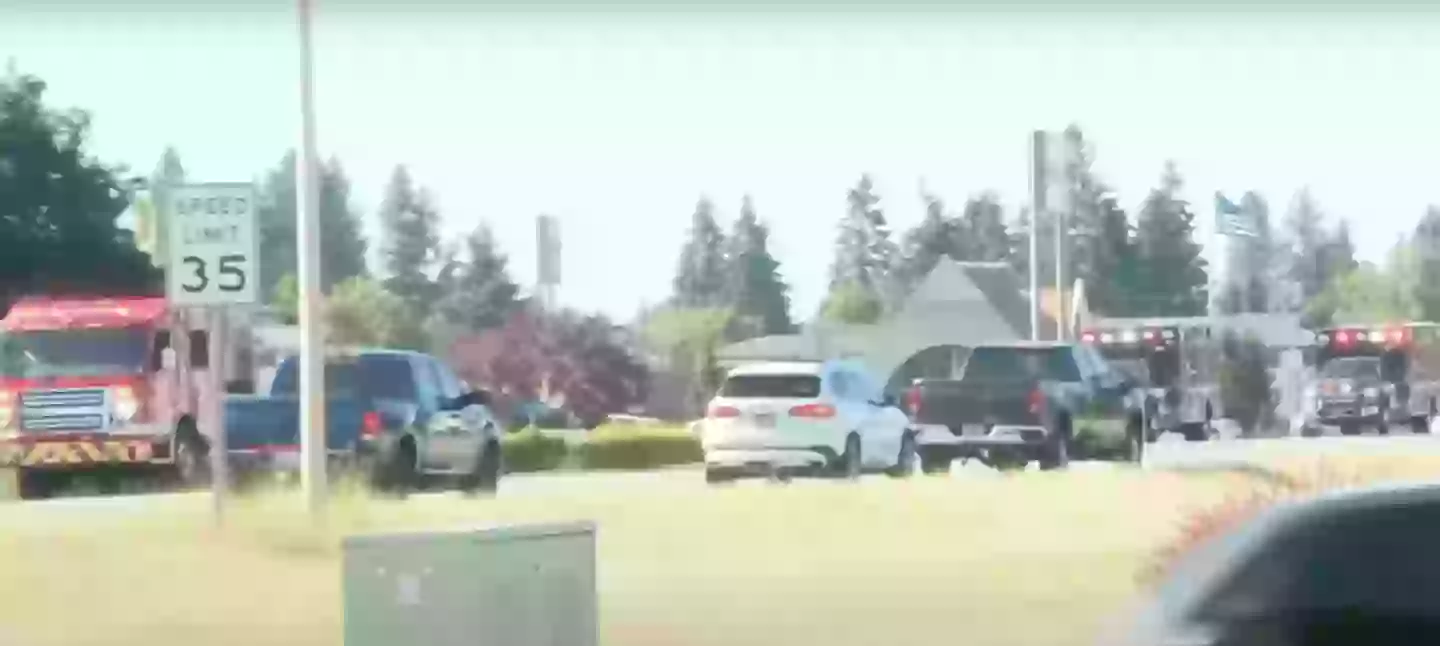 A convoy of emergency services can be seen in Coeur d’Alene, where two firefighters were killed and a third injured (Fox News)