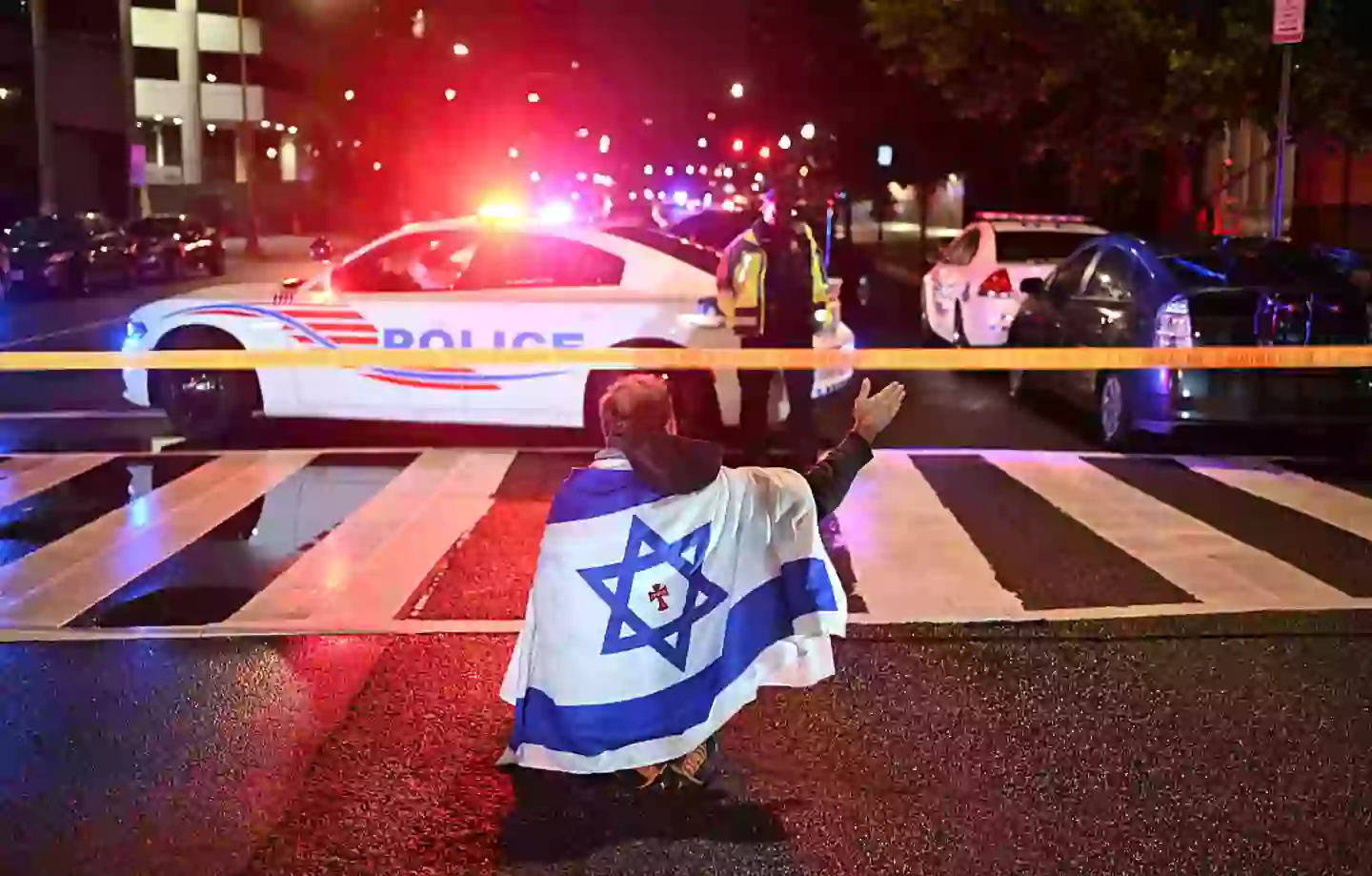 The scene outside the Capital Jewish Museum (ALEX WROBLEWSKI/AFP via Getty Images)