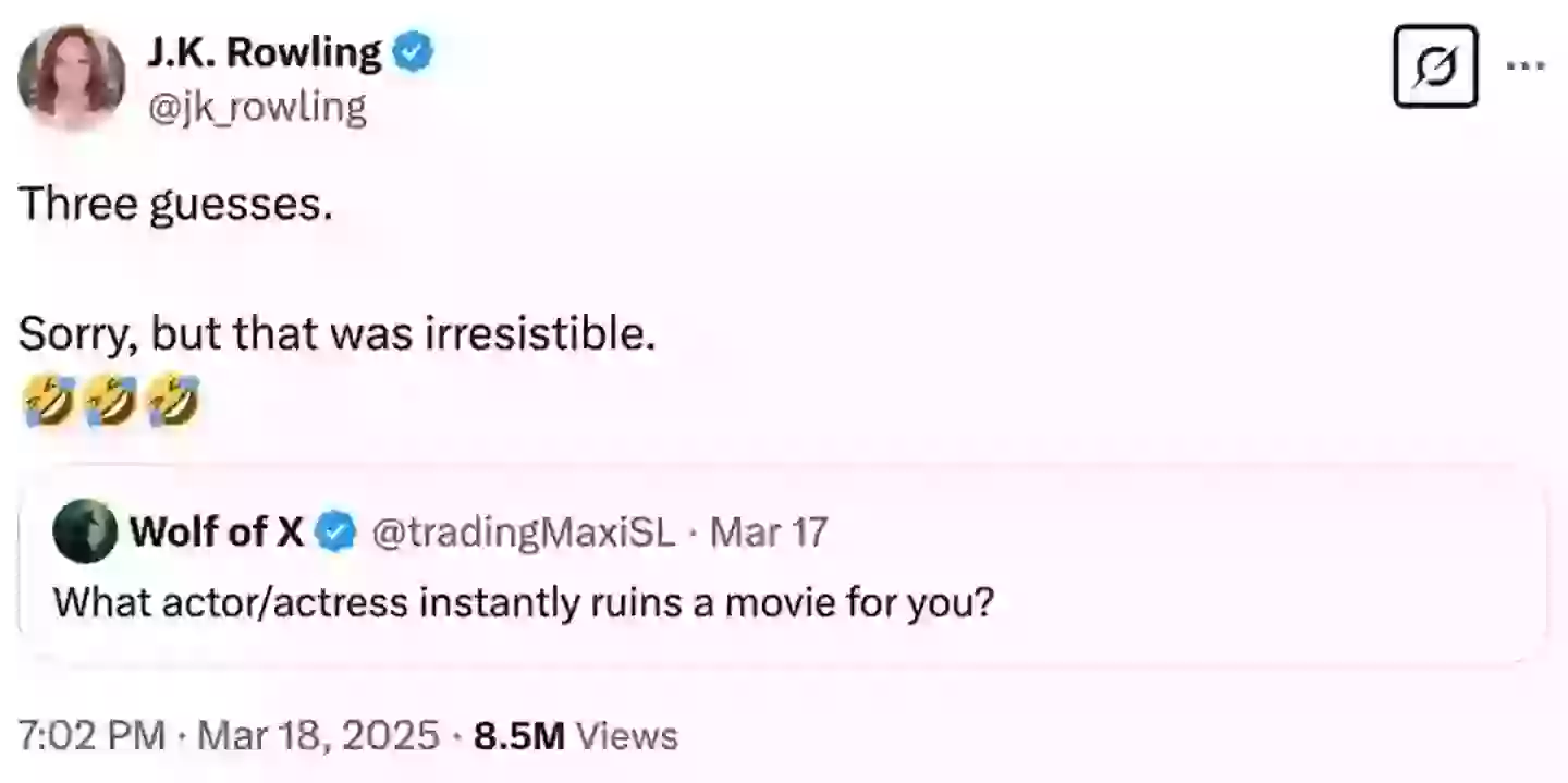 The author seemingly reignited her feud with Harry Potter stars earlier this year (X/@jk_rowling)