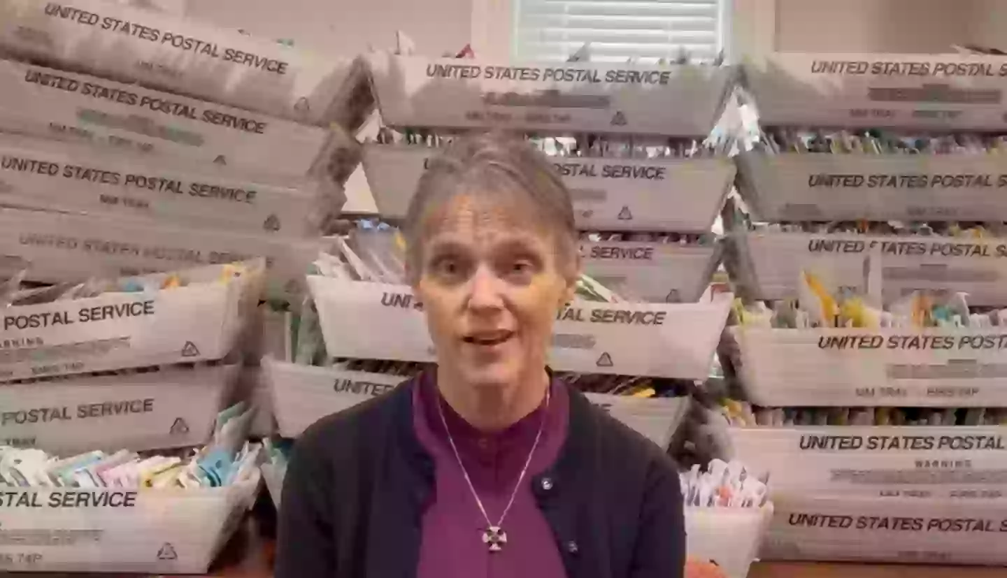 In her new message, the bishop sat in front of a pile of fan mail she had received (Instagram/@mariannbudde)