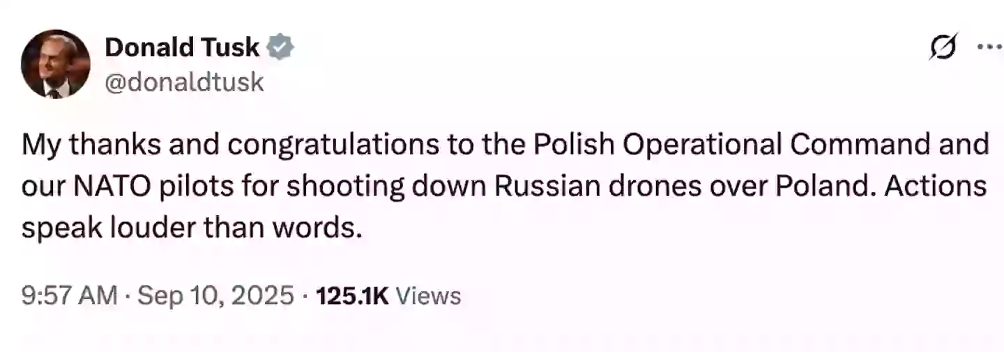 Tusk thanked NATO for stepping in (X/@donaldtusk)