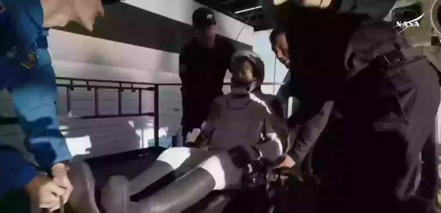 NASA astronaut Nick Hague was the first off (NASA)