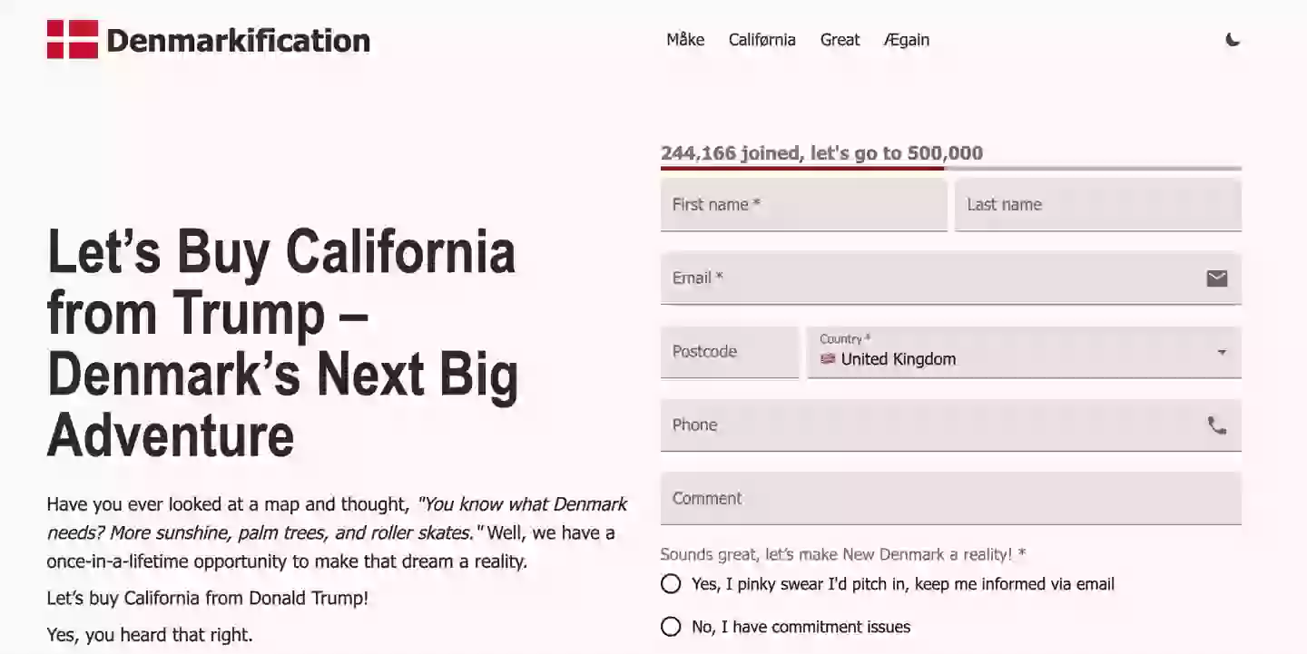 Over 240,000 people have signed the satirical petition (denmarkification.com)