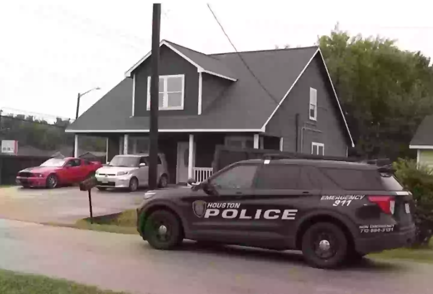 Police pictured at the scene (YouTube/KHOU 11)