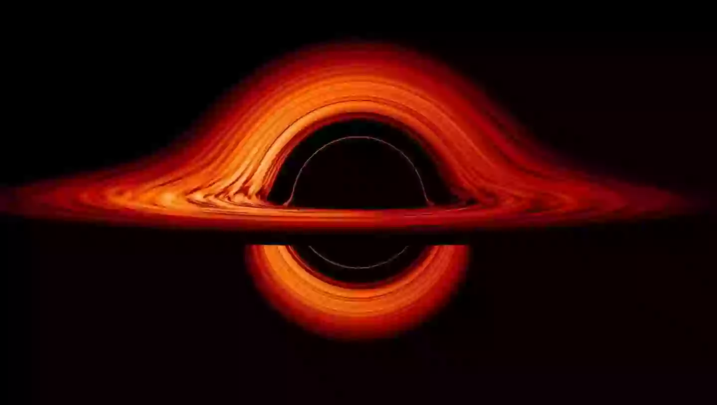 Gravity sits below the surface of black holes because they are so dense (Nasa’s Goddard Space Flight Center/Jeremy Schnittman)