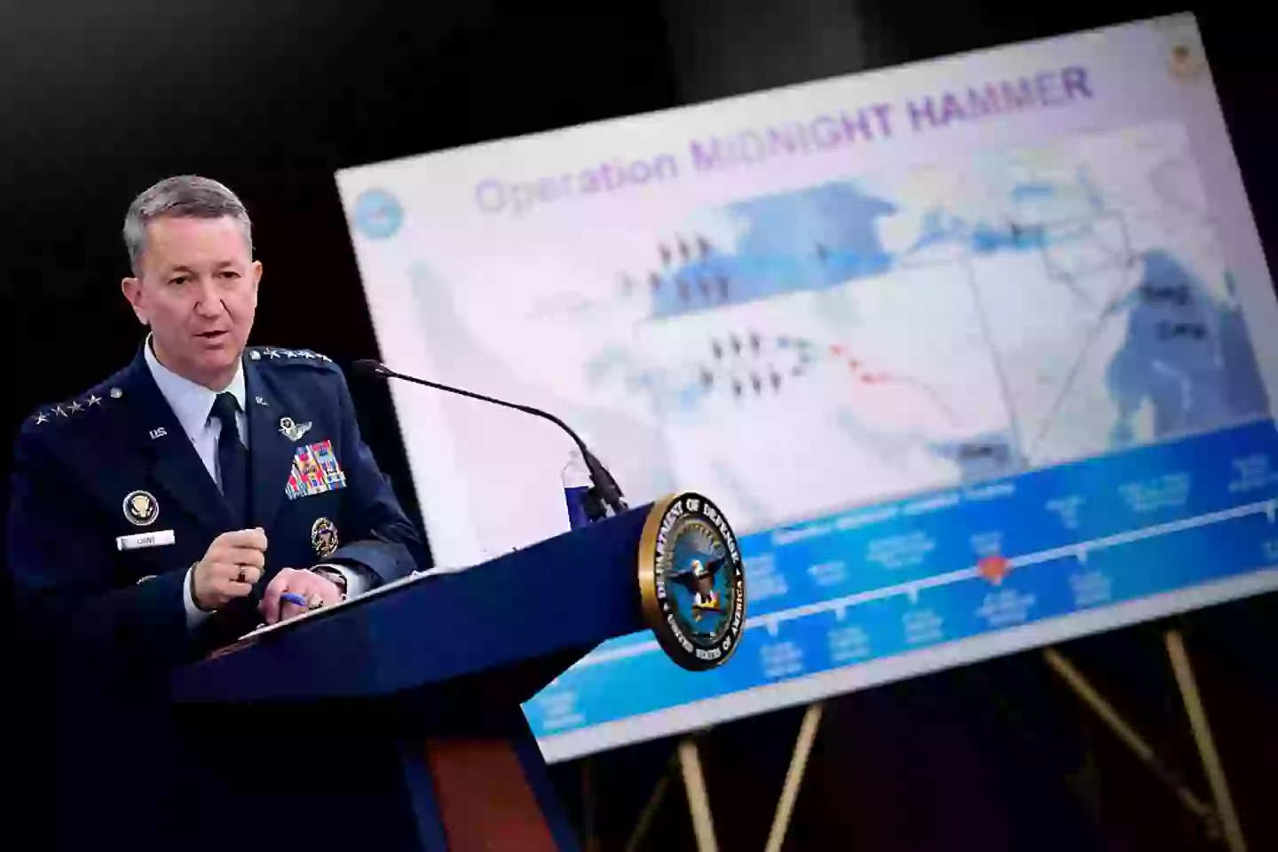 Chair of the Joint Chiefs of Staff Air Force, General Dan Caine, discussed the mission details of the US' strike on Iran (Andrew Harnik/Getty Images)